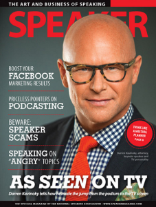 Darren Kavinoky on cover of Speaker magazine