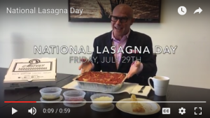 Darren Kavinoky Digs In for Lasagna Day July 29th