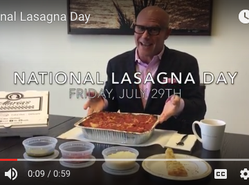 “Dig In With Darren” for Lasagna Day July 29th