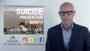 Darren Kavinoky raising awareness for Suicide Prevention Month in September